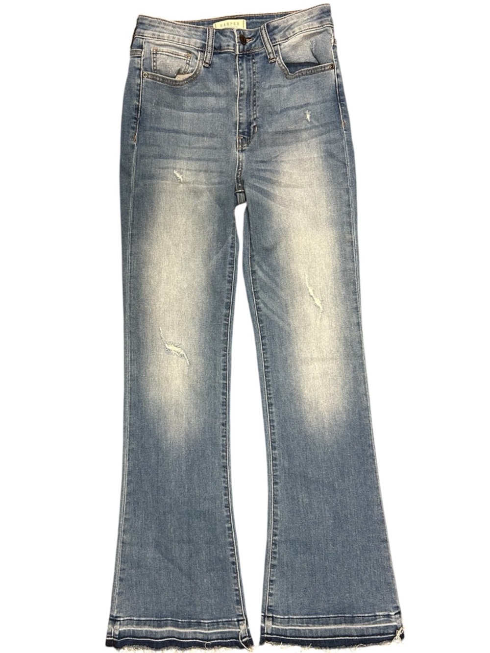 Harper Heritage High-Rise Flare Jeans, Wash Distressed Denim
